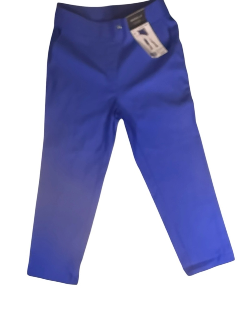 NWT Rafaella Dazzling Blue Stretch Flat Front Capri Pull On Pants Pockets 4 - Picture 2 of 11